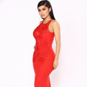 Fashion Nova Red lace gown